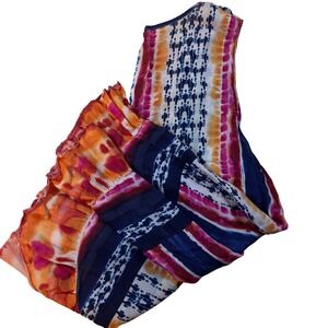BLL New York Sleeveless Tank Top Blue Red Orange Casual Blouse Summer Boho‎  L/G